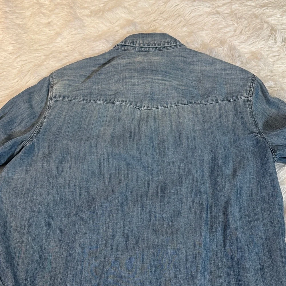 American Eagle Outfitters Light Blue Boyfriend Fit Shirt - Picture 6 of 8